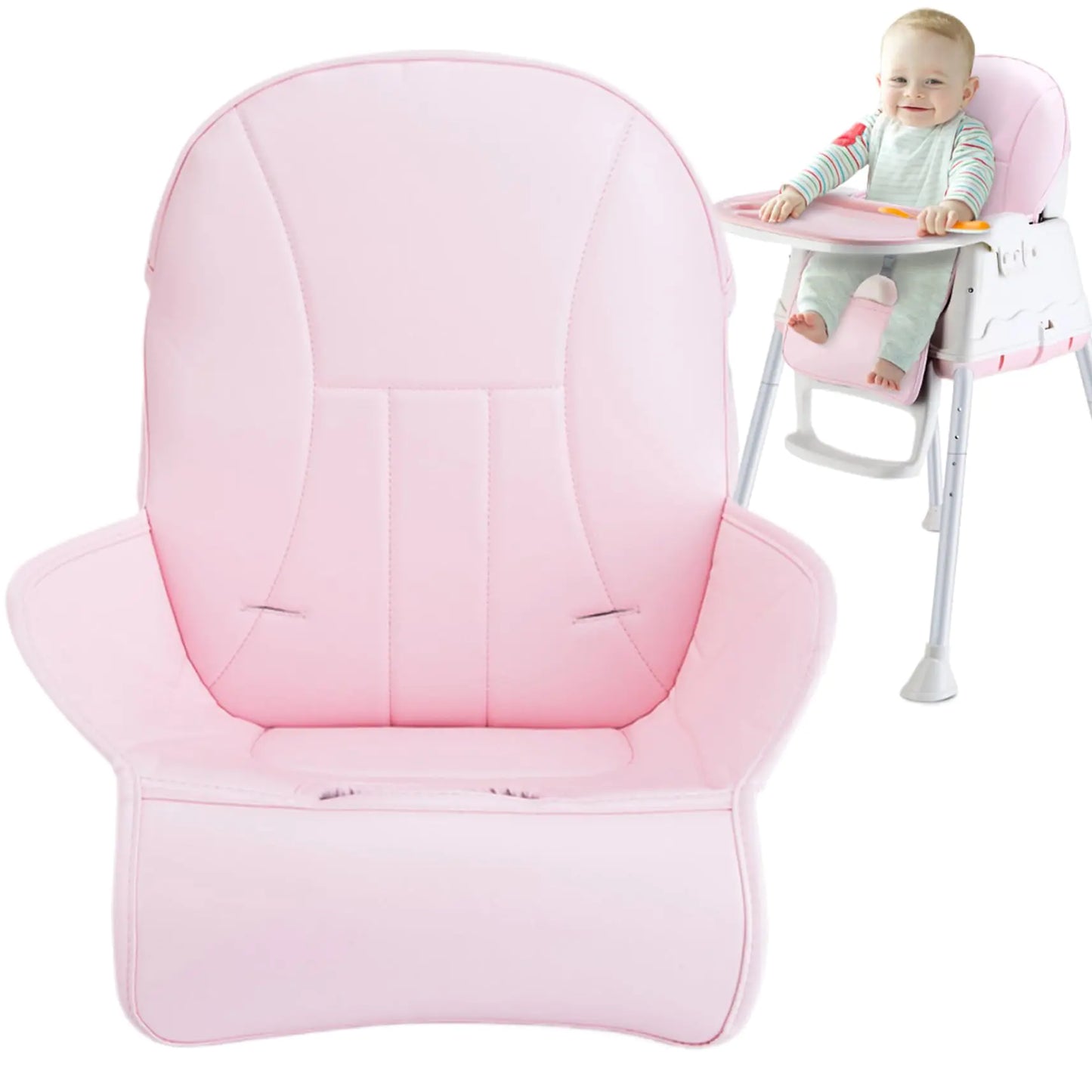 High Chair Cushion Soft PU Leather High Chair Cover Replacement Baby High Chair Cover Thick Pad for High Chair Non Slip Stroller Cushion for Toddler Baby Little Boys Girls 3