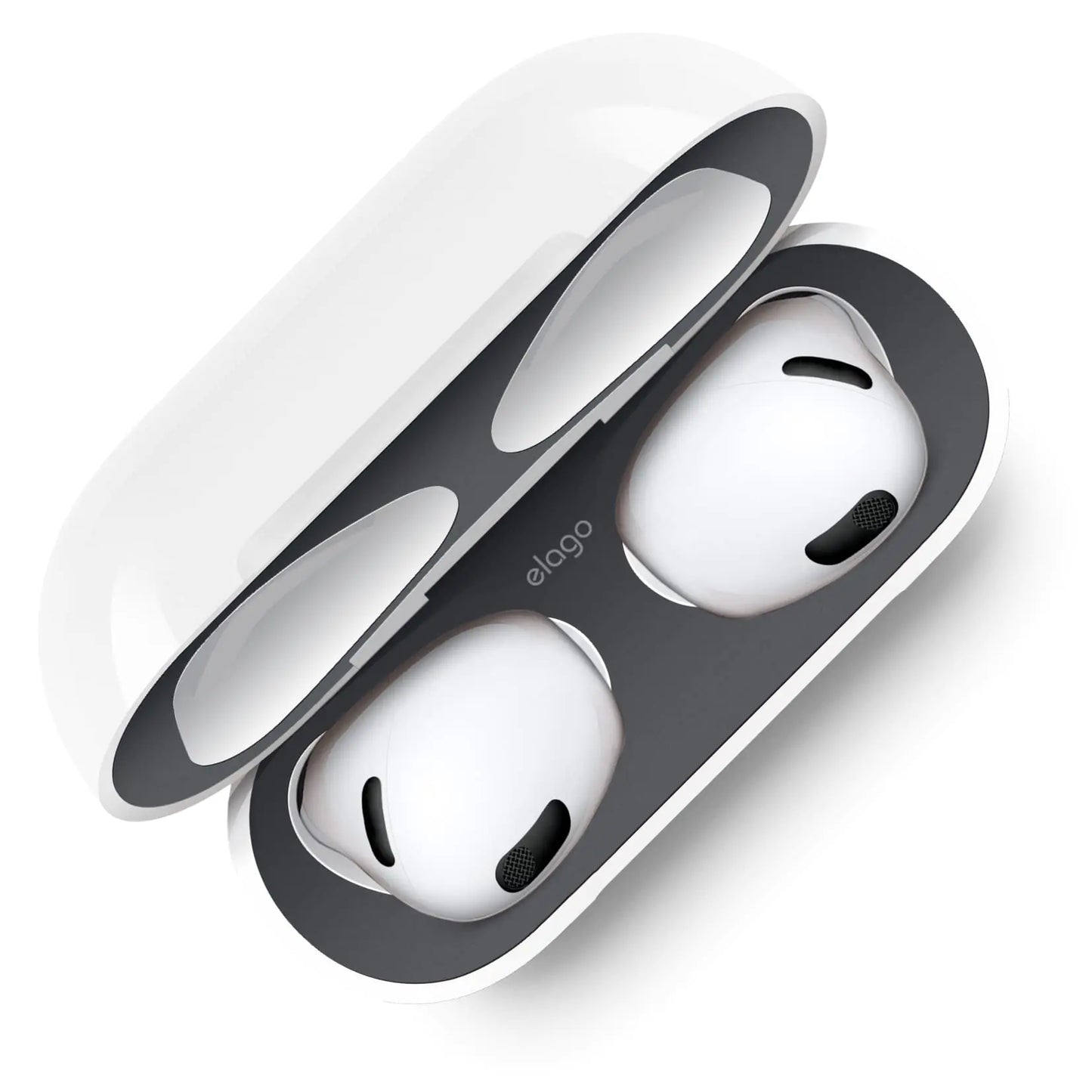 elago Staubschutz Kompatibel mit AirPods 3 Hülle Staubdichter Metallic-Aufkleber Ultraschlanke Folie Luxuriös Aussehendes Beenden Schutz vor Eisen und Metallspänen (1 Set) (Dunkelgrau)