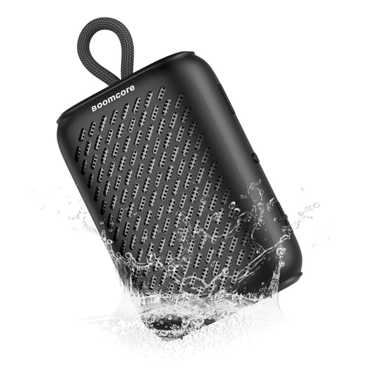 Boomcore Portable Bluetooth Speakers Waterproof Small Speaker with Stereo Sound 12H Playtime Wireless Bluetooth Speaker IPX7 for Outdoor Shower - Black