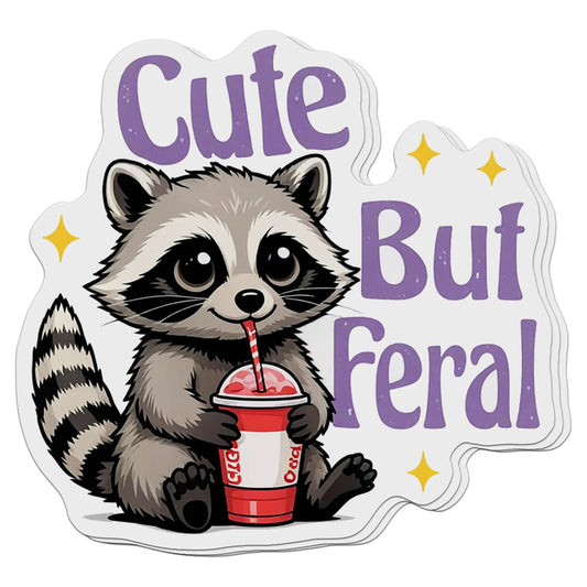 (3 PCs) Cute But Feral Sticker Racoon Vinyl Waterproof Stickers for Water Bottles Kindle Tumbler Books Laptops Phones 2 Inches